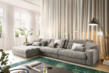 KAWOLA Sofa LANA XL Ecksofa Cord steingrau, Links