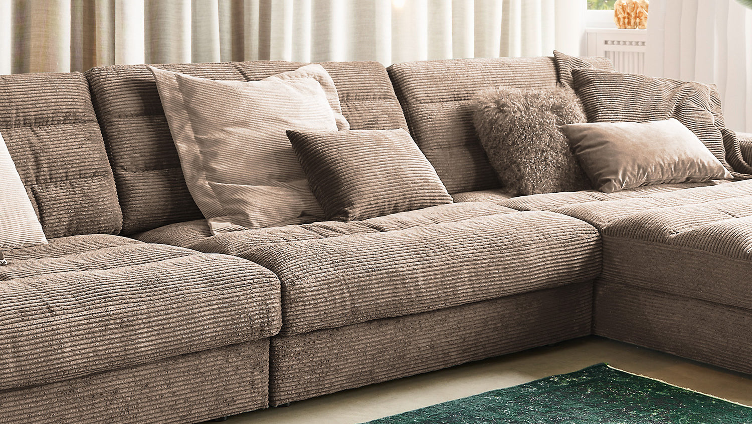 KAWOLA Sofa LANA XL Ecksofa Cord taupe
