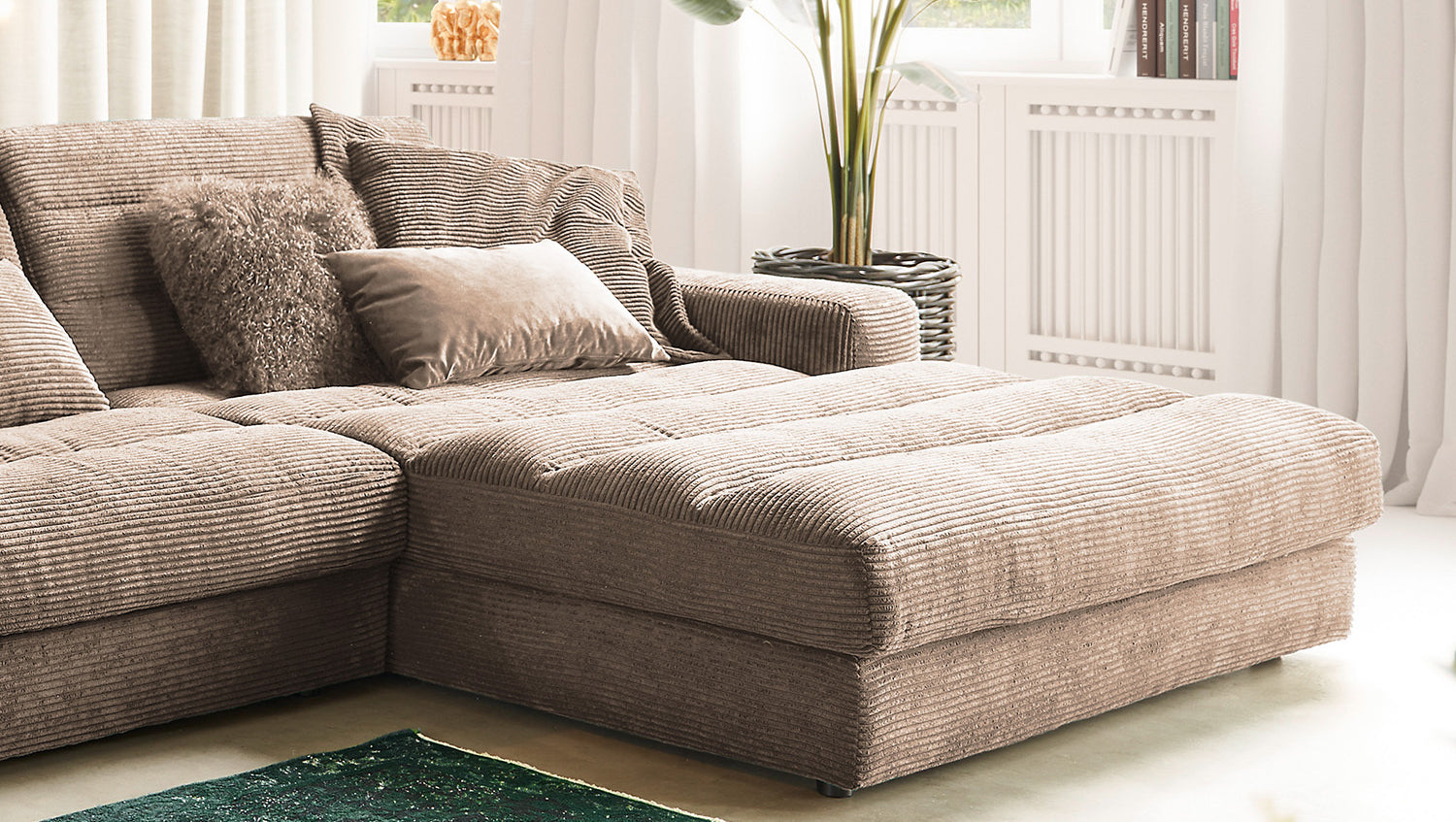 KAWOLA Sofa LANA XL Ecksofa Cord taupe