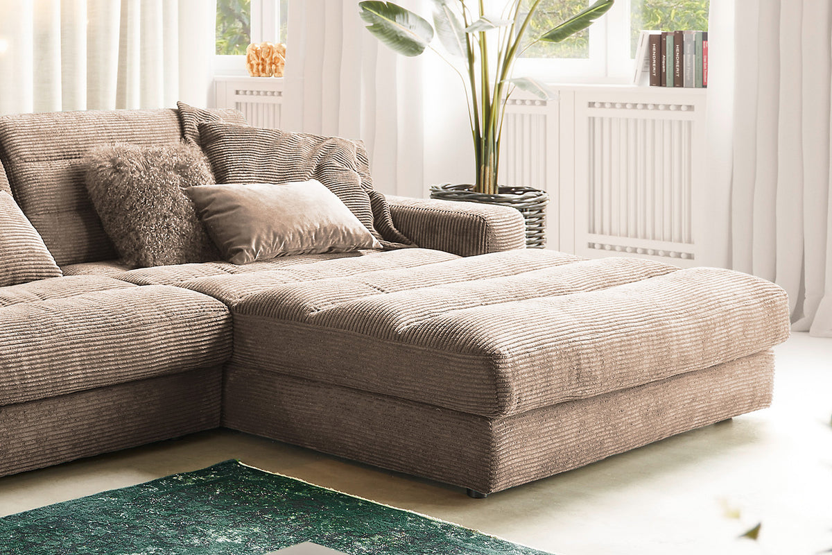 KAWOLA Sofa LANA XL Ecksofa Cord taupe