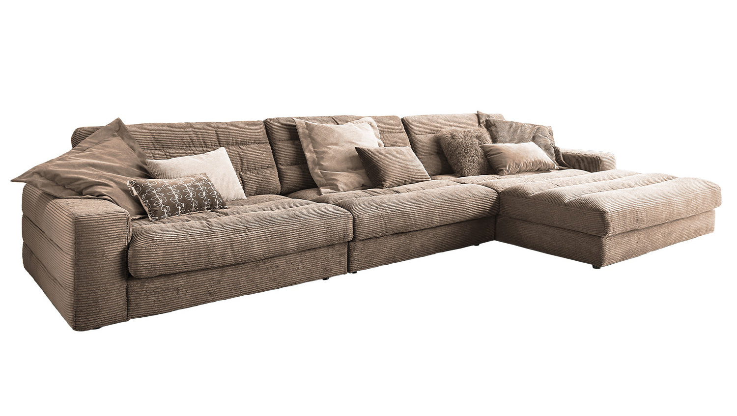 KAWOLA Sofa LANA XL Ecksofa Cord taupe