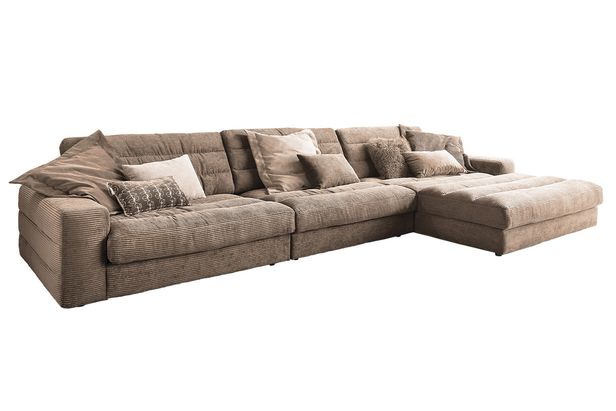 KAWOLA Sofa LANA XL Ecksofa Cord taupe