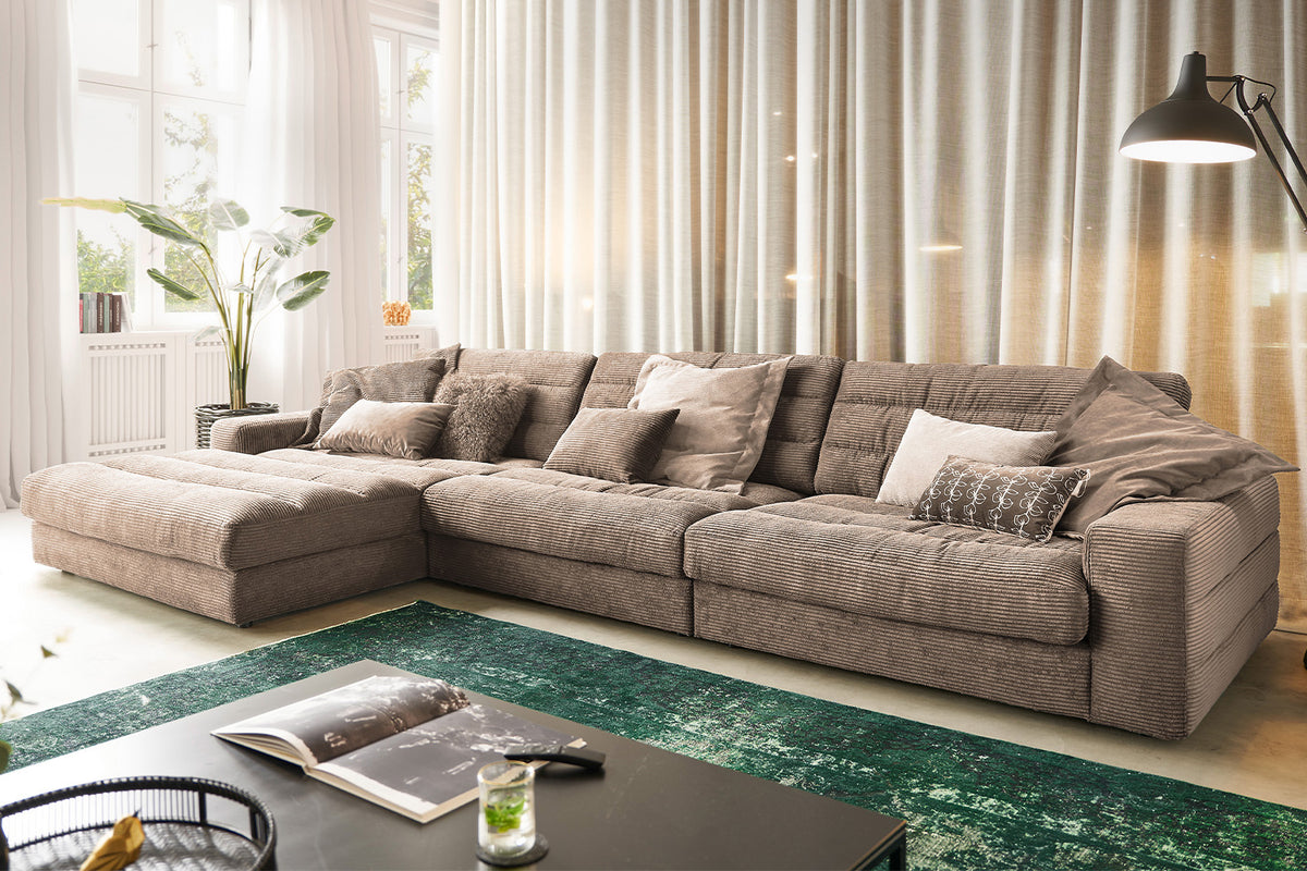 KAWOLA Sofa LANA XL Ecksofa Cord taupe