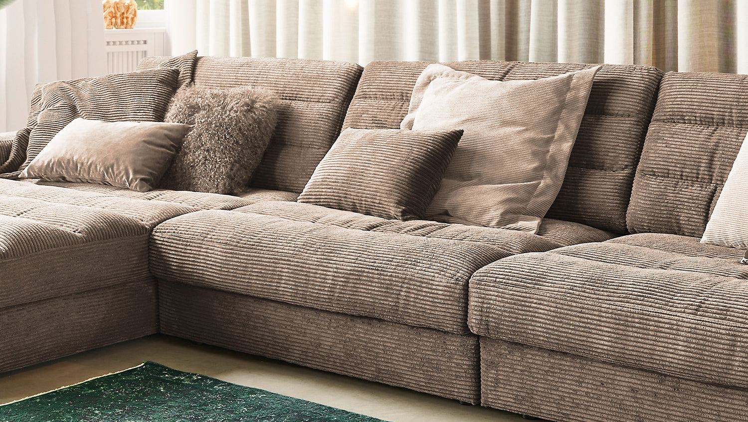 KAWOLA Sofa LANA XL Ecksofa Cord taupe