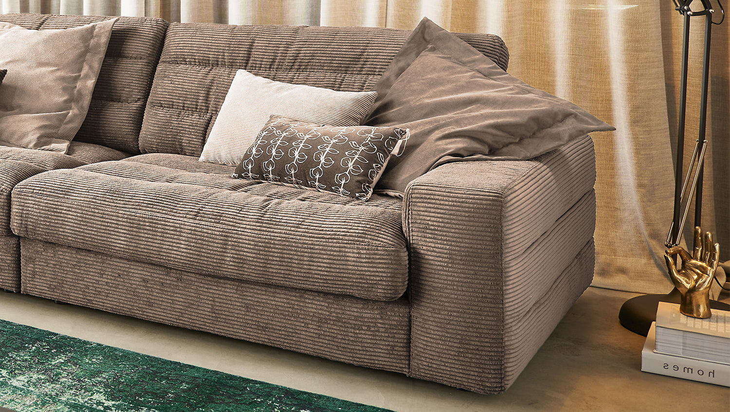 KAWOLA Sofa LANA XL Ecksofa Cord taupe