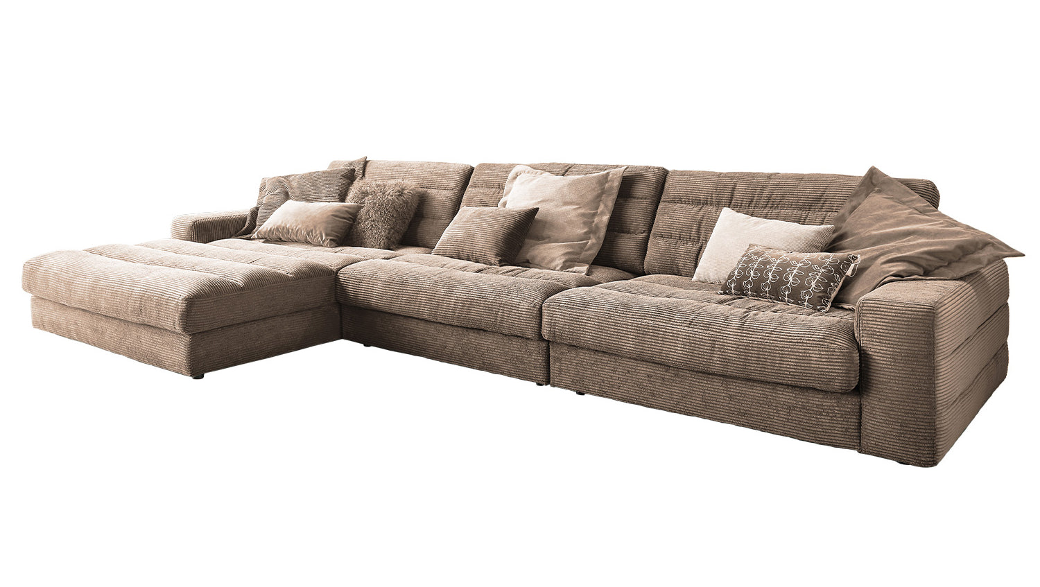 KAWOLA Sofa LANA XL Ecksofa Cord taupe