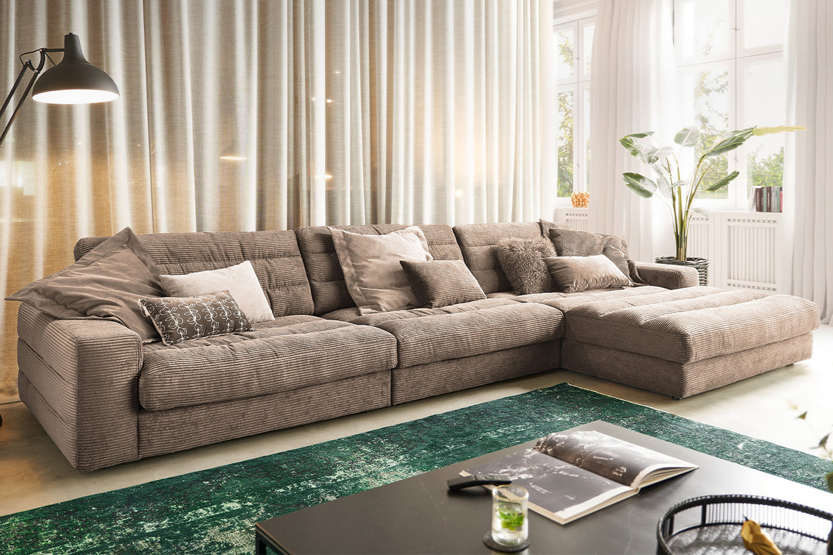 KAWOLA Sofa LANA XL Ecksofa Cord taupe