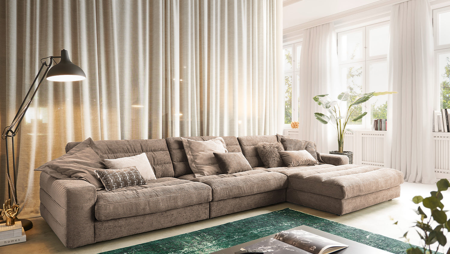 KAWOLA Sofa LANA XL Ecksofa Cord taupe, Rechts