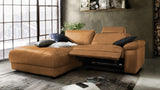KAWOLA Sofa LOLA Ecksofa Stoff cognac mit motorischer Relaxfunktion