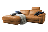 KAWOLA Sofa LOLA Ecksofa Stoff cognac mit motorischer Relaxfunktion