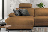 KAWOLA Sofa LOLA Ecksofa Stoff cognac mit motorischer Relaxfunktion