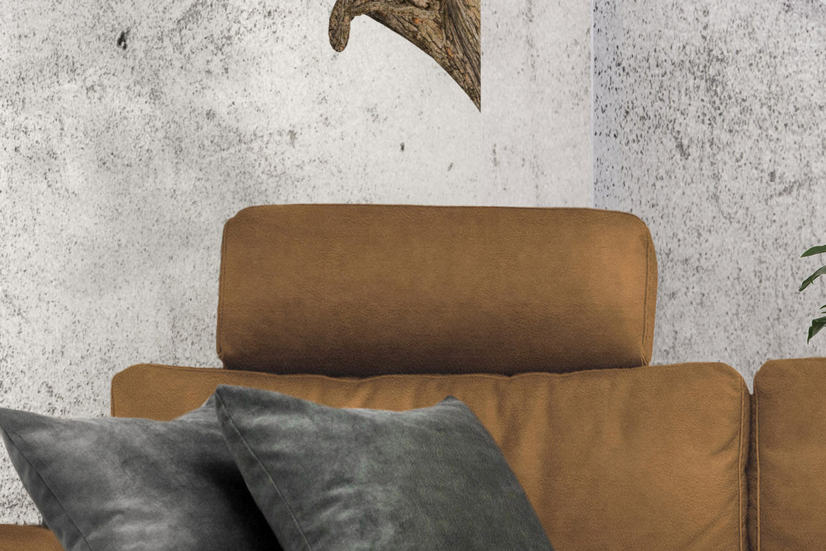 KAWOLA Sofa LOLA Ecksofa Stoff cognac mit motorischer Relaxfunktion