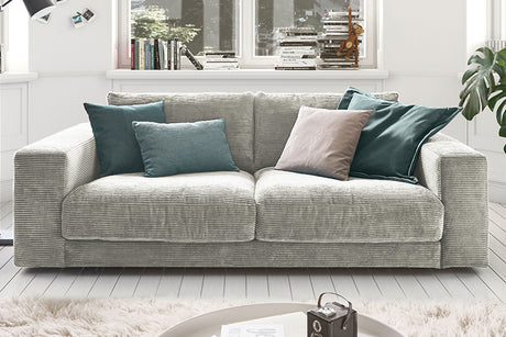 KAWOLA Sofa MADELINE 2-Sitzer Cord hellgrau