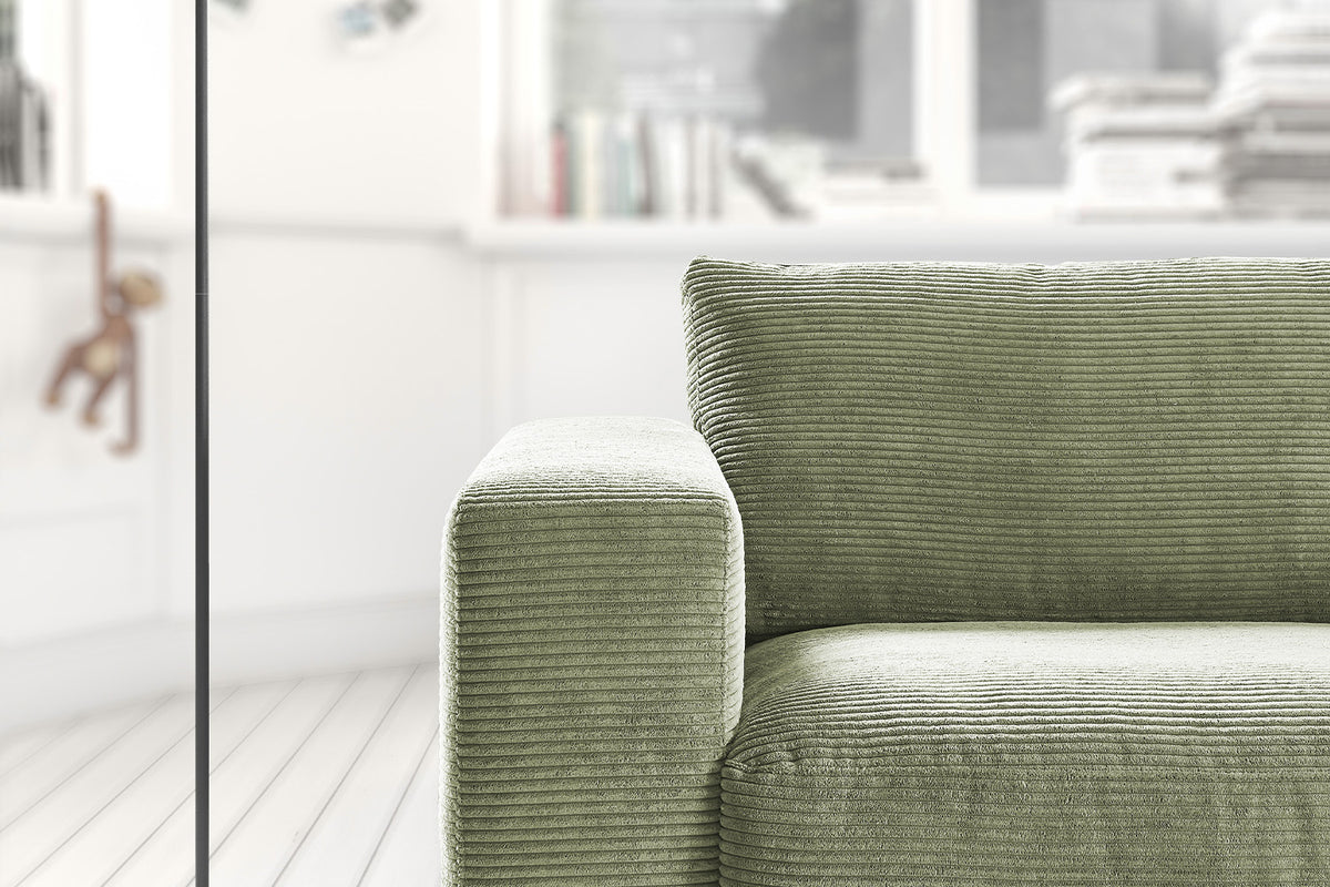 KAWOLA Sofa MADELINE 2-Sitzer Cord olivgrün