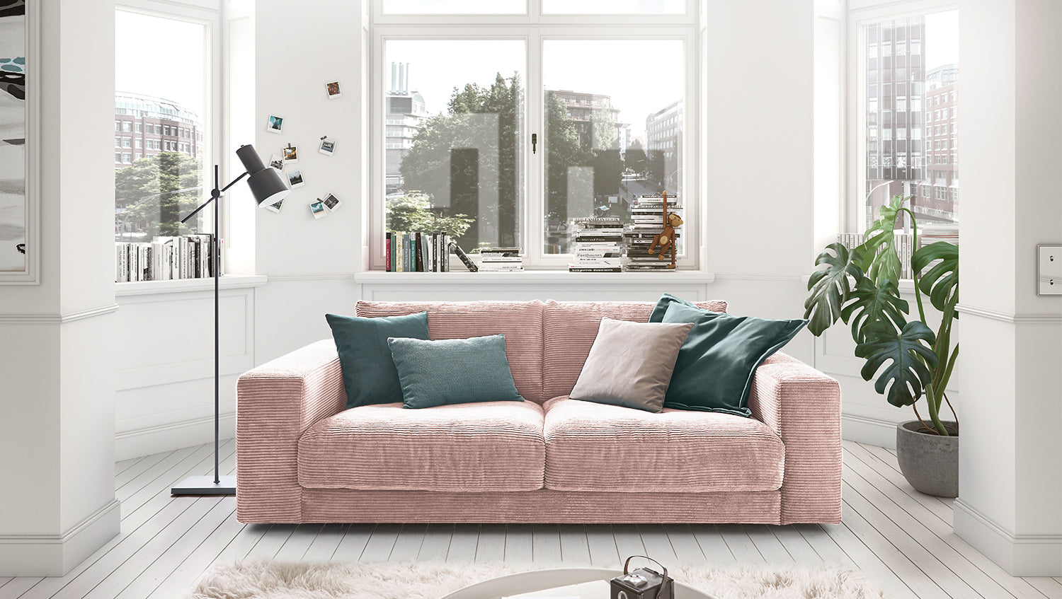 KAWOLA Sofa MADELINE 2-Sitzer Cord rosa