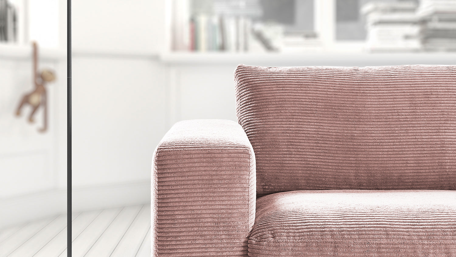 KAWOLA Sofa MADELINE 2-Sitzer Cord rosa