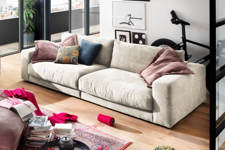 KAWOLA Sofa MADELINE 3-Sitzer Cord cremeweiß