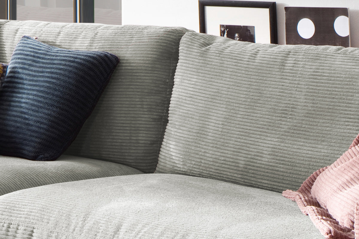KAWOLA Sofa MADELINE 3-Sitzer Cord hellgrau