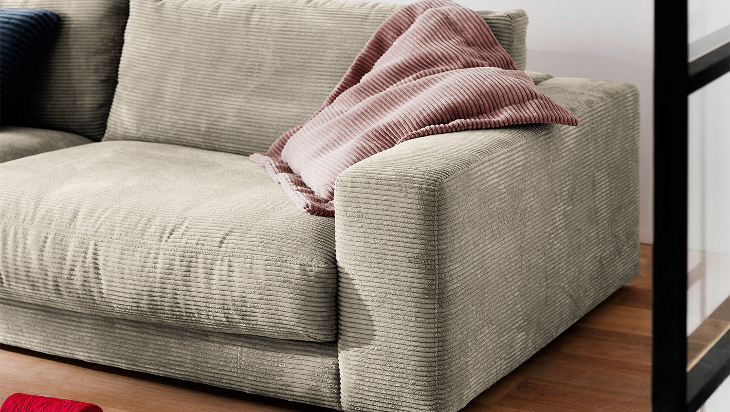 KAWOLA Sofa MADELINE 3-Sitzer Cord steingrau