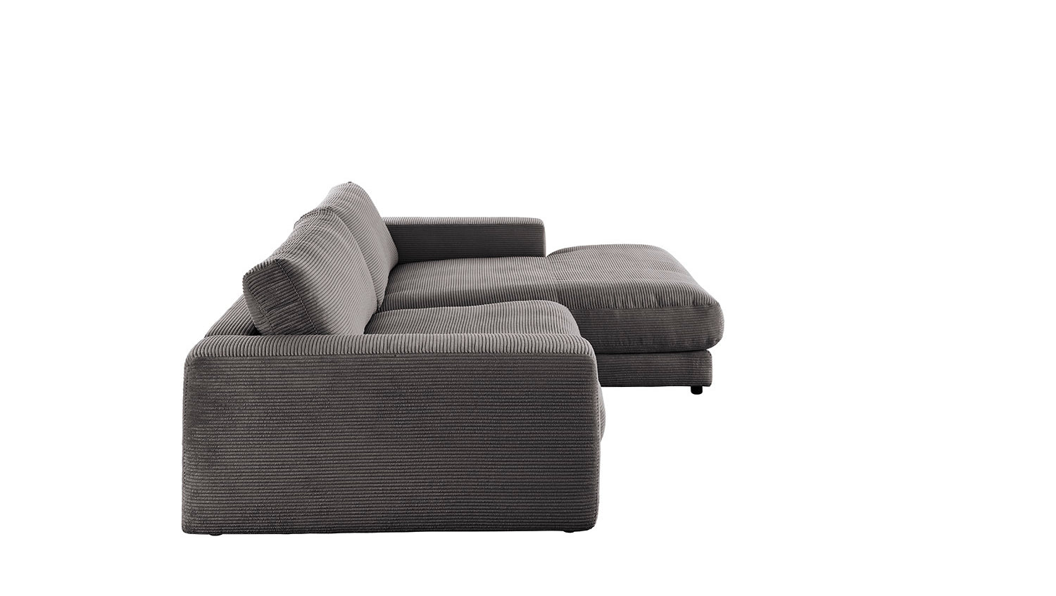 KAWOLA Sofa MADELINE Ecksofa mit Longchair Cord grau