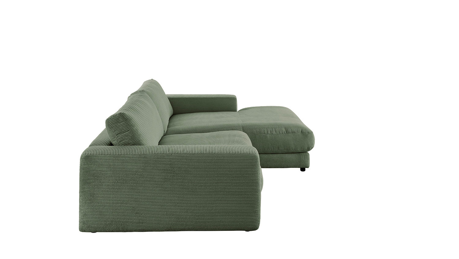 KAWOLA Sofa MADELINE Ecksofa mit Longchair Cord olivgrün