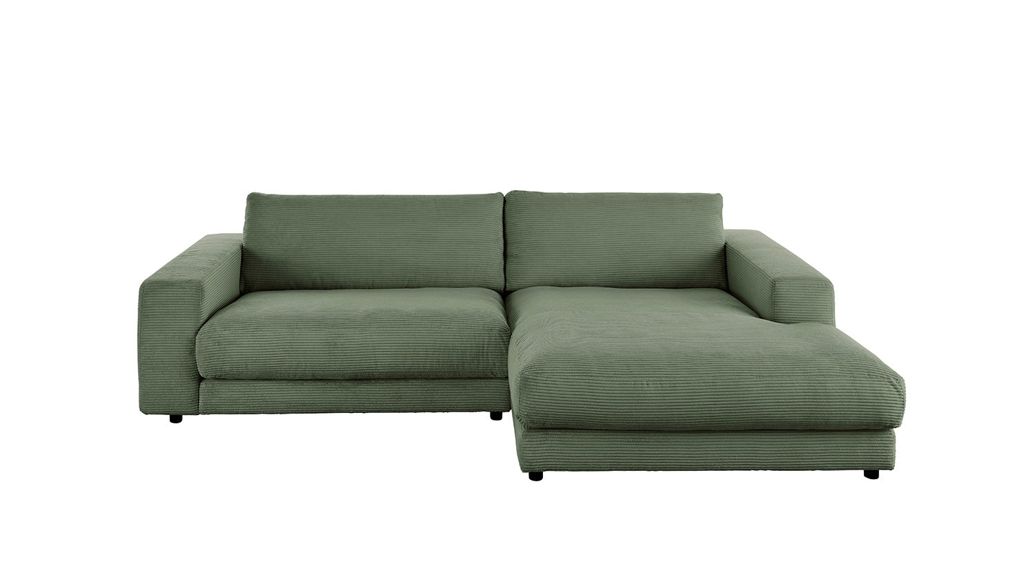 KAWOLA Sofa MADELINE Ecksofa mit Longchair Cord olivgrün