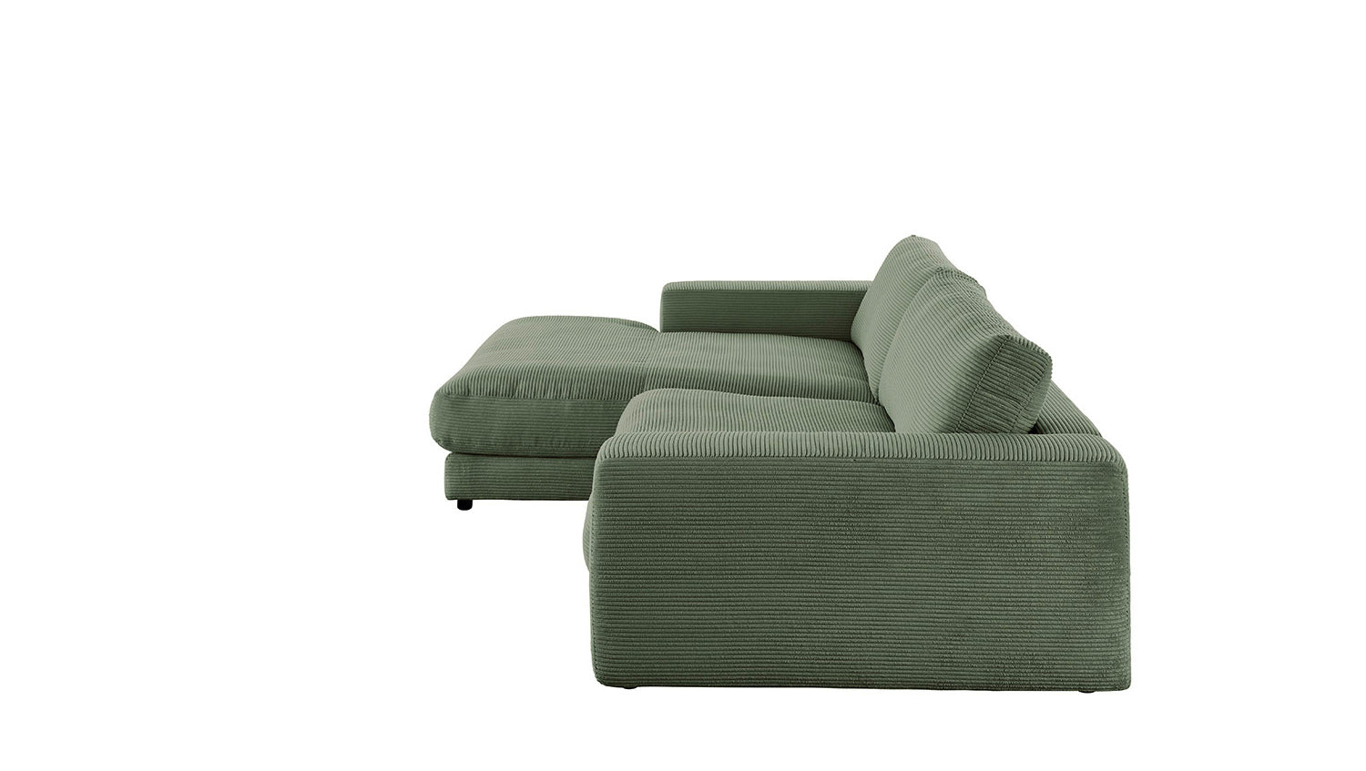 KAWOLA Sofa MADELINE Ecksofa mit Longchair Cord olivgrün