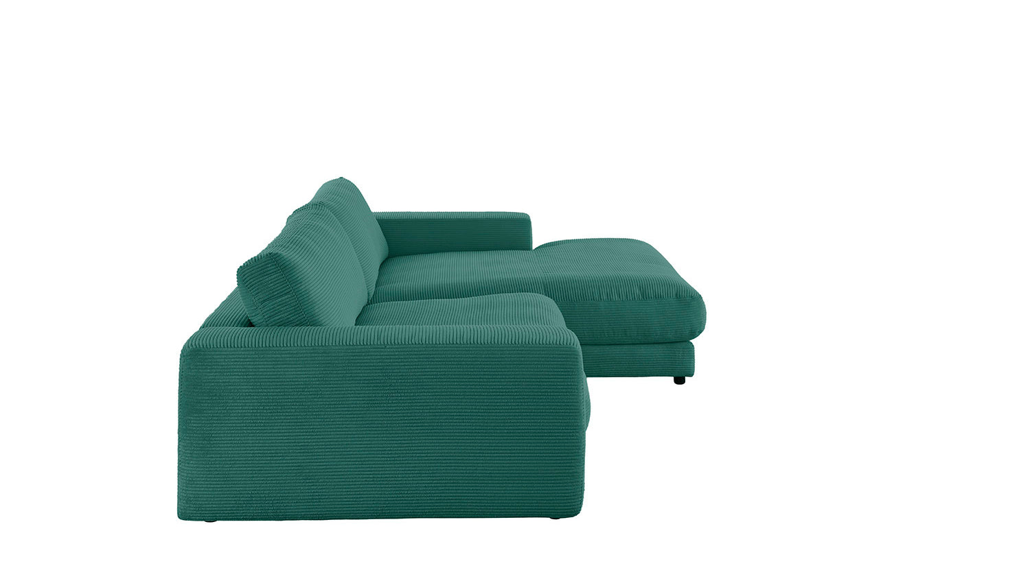 KAWOLA Sofa MADELINE Ecksofa mit Longchair Cord smaragd