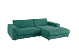 KAWOLA Sofa MADELINE Ecksofa mit Longchair Cord smaragd