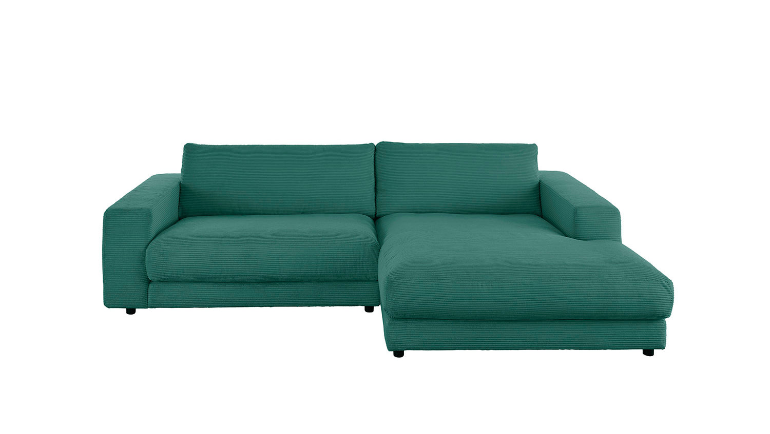 KAWOLA Sofa MADELINE Ecksofa mit Longchair Cord smaragd
