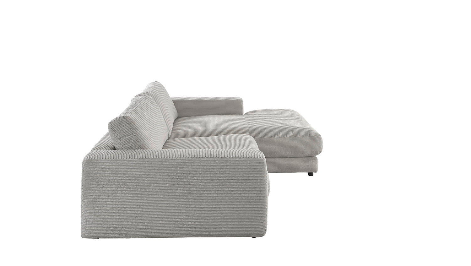 KAWOLA Sofa MADELINE Ecksofa mit Longchair Cord steingrau