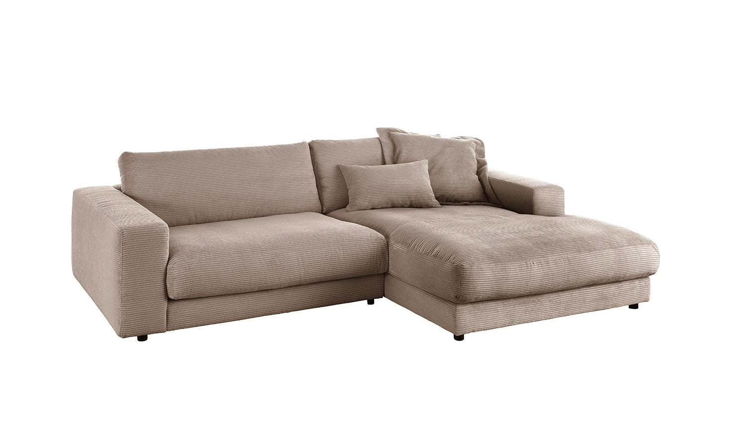 KAWOLA Sofa MADELINE Ecksofa mit Longchair Cord taupe