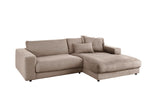KAWOLA Sofa MADELINE Ecksofa mit Longchair Cord taupe