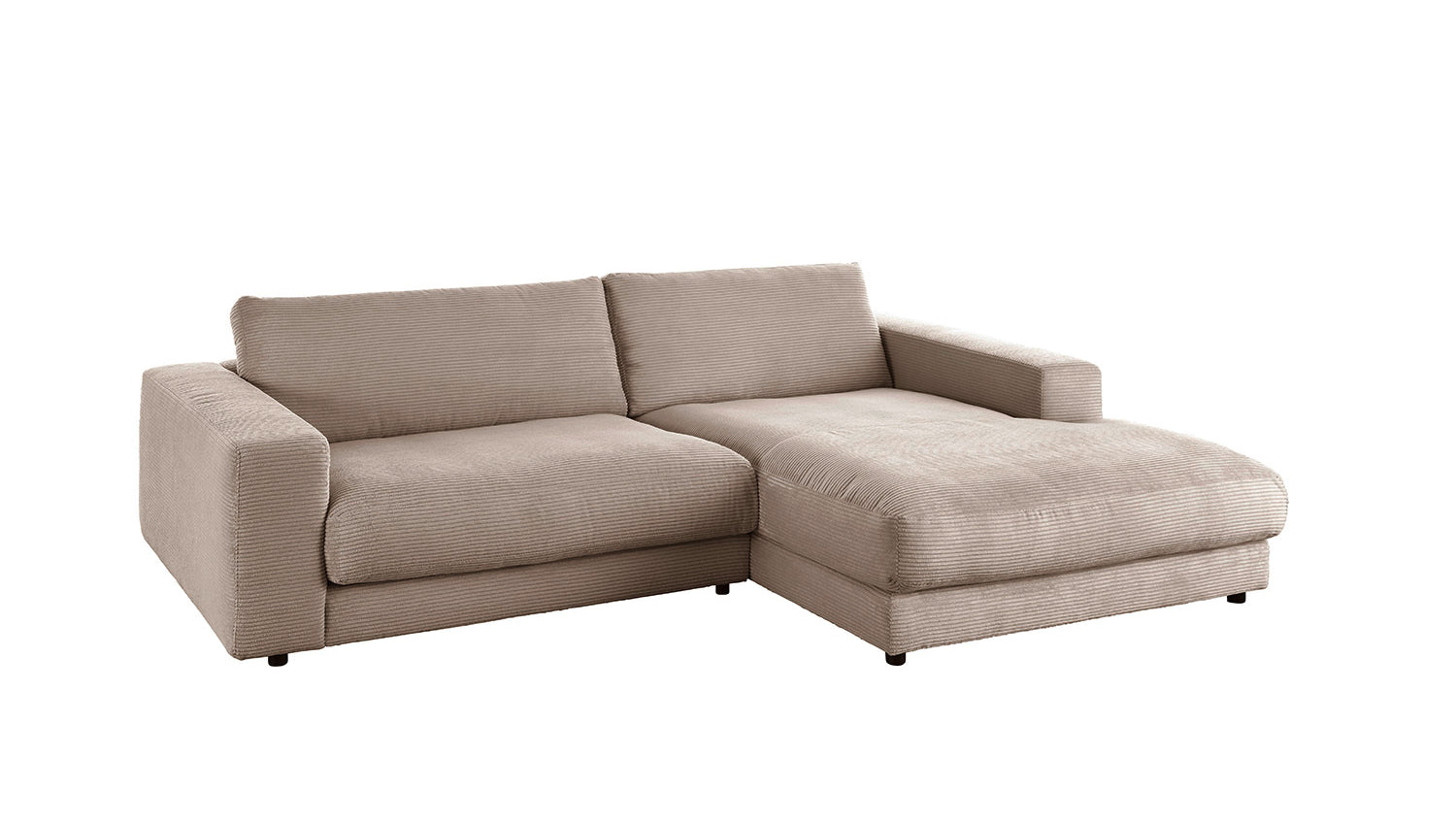 KAWOLA Sofa MADELINE Ecksofa mit Longchair Cord taupe