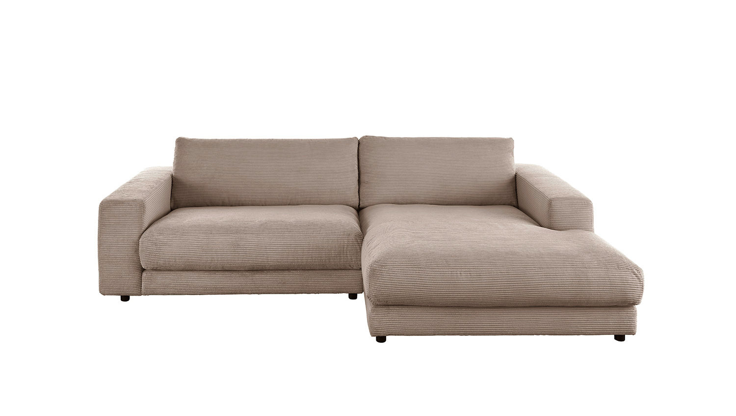 KAWOLA Sofa MADELINE Ecksofa mit Longchair Cord taupe
