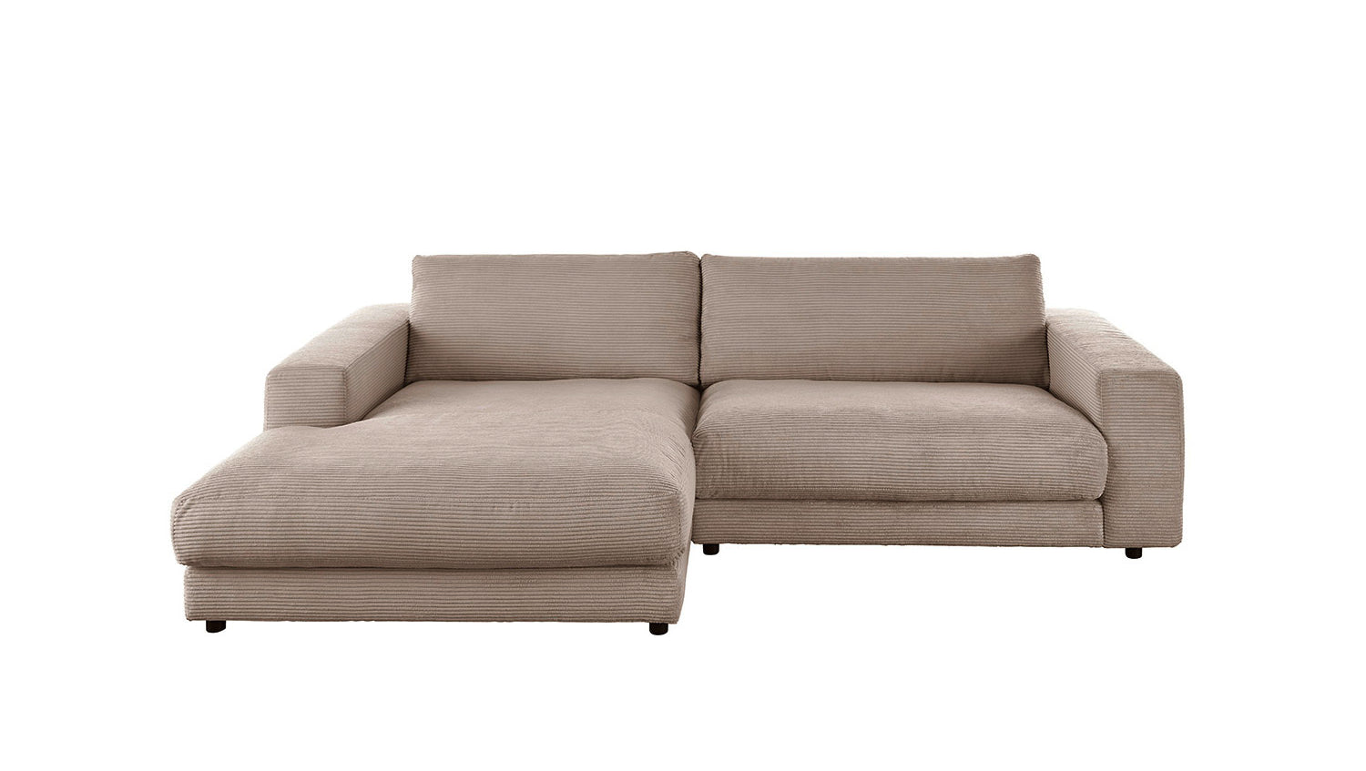 KAWOLA Sofa MADELINE Ecksofa mit Longchair Cord taupe
