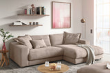 KAWOLA Sofa MADELINE Ecksofa mit Longchair Cord taupe, Rechts