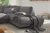 KAWOLA Sofa MADELINE Ecksofa mit Recamiere Cord grau