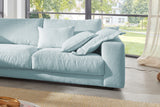 KAWOLA Sofa MADELINE Ecksofa mit Recamiere Cord hellblau