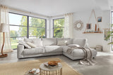 KAWOLA Sofa MADELINE Ecksofa mit Recamiere Cord hellgrau, Rechts