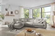 KAWOLA Sofa MADELINE Ecksofa mit Recamiere Cord steingrau, Links