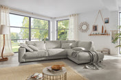 KAWOLA Sofa MADELINE Ecksofa mit Recamiere Cord steingrau, Rechts