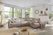 KAWOLA Sofa MADELINE Ecksofa mit Recamiere Cord taupe, Rechts