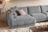 KAWOLA Sofa MADELINE Wohnlandschaft U-Form Cord grau