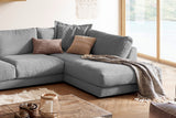 KAWOLA Sofa MADELINE Wohnlandschaft U-Form Cord grau