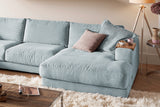 KAWOLA Sofa MADELINE Wohnlandschaft U-Form Cord hellblau