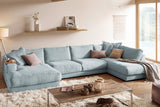 KAWOLA Sofa MADELINE Wohnlandschaft U-Form Cord hellblau