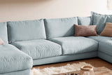 KAWOLA Sofa MADELINE Wohnlandschaft U-Form Cord hellblau