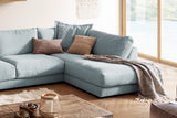 KAWOLA Sofa MADELINE Wohnlandschaft U-Form Cord hellblau