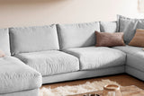 KAWOLA Sofa MADELINE Wohnlandschaft U-Form Cord hellgrau